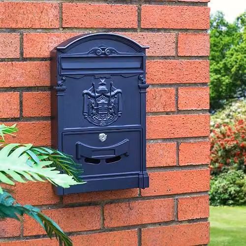 mysmartbuy Wall Mounted Lockable Letterbox in Black, Steel, H41 x W25.5 x D9 cm – 2