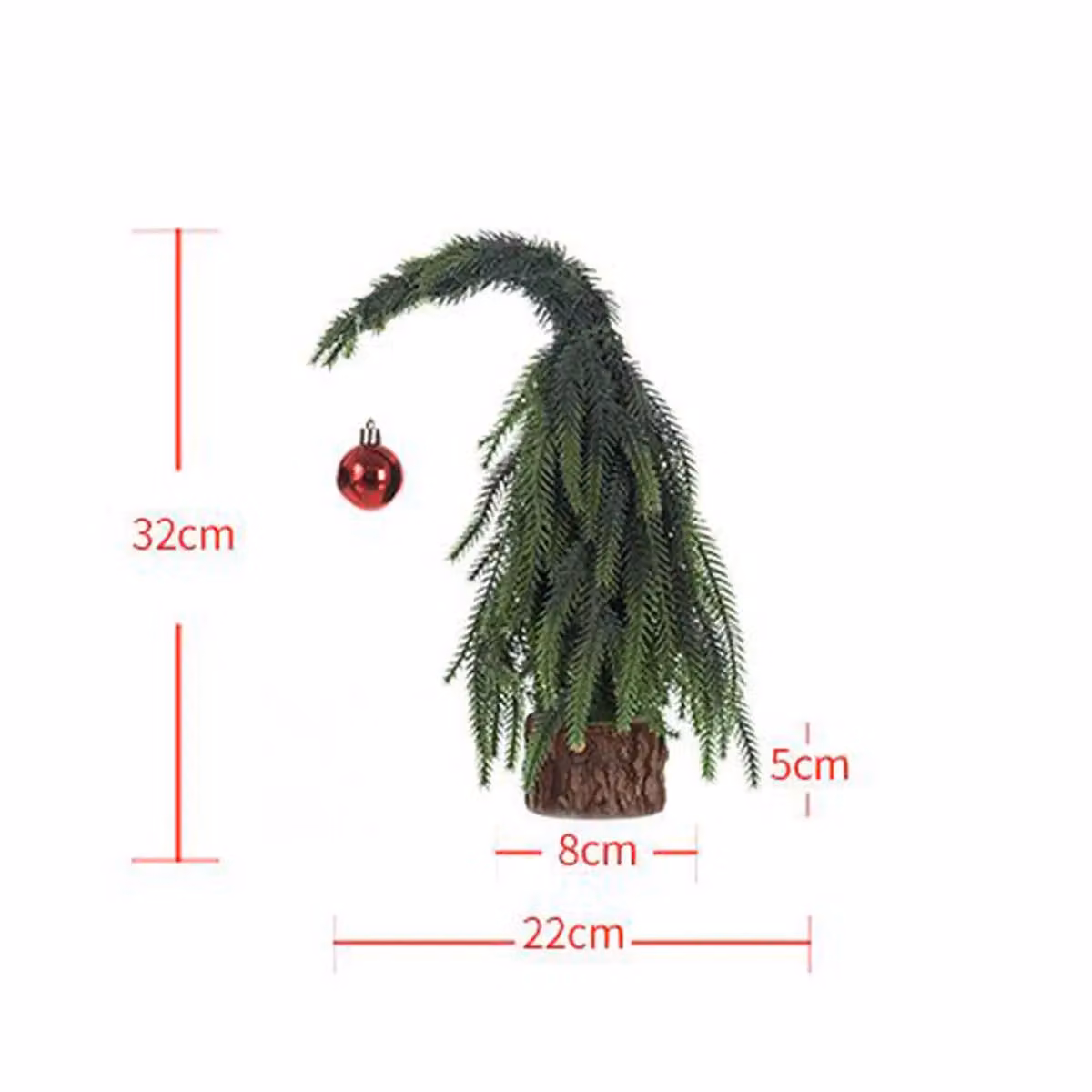 Leaper Crooked Neck Christmas Tree Tabletop Ornament in Green, Height: 45 cm – 2