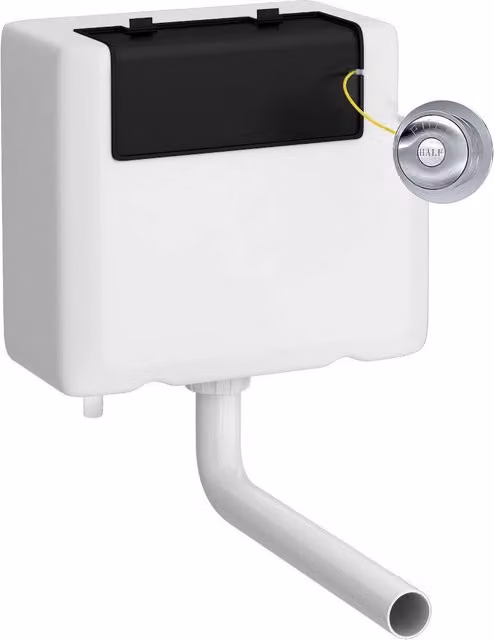 Balterley Concealed Dual Flush Water Saving Cistern with Traditional Flush Plate, White and Silver, W: 34.0 cm, D: 14.2 cm, H: 29.6 cm