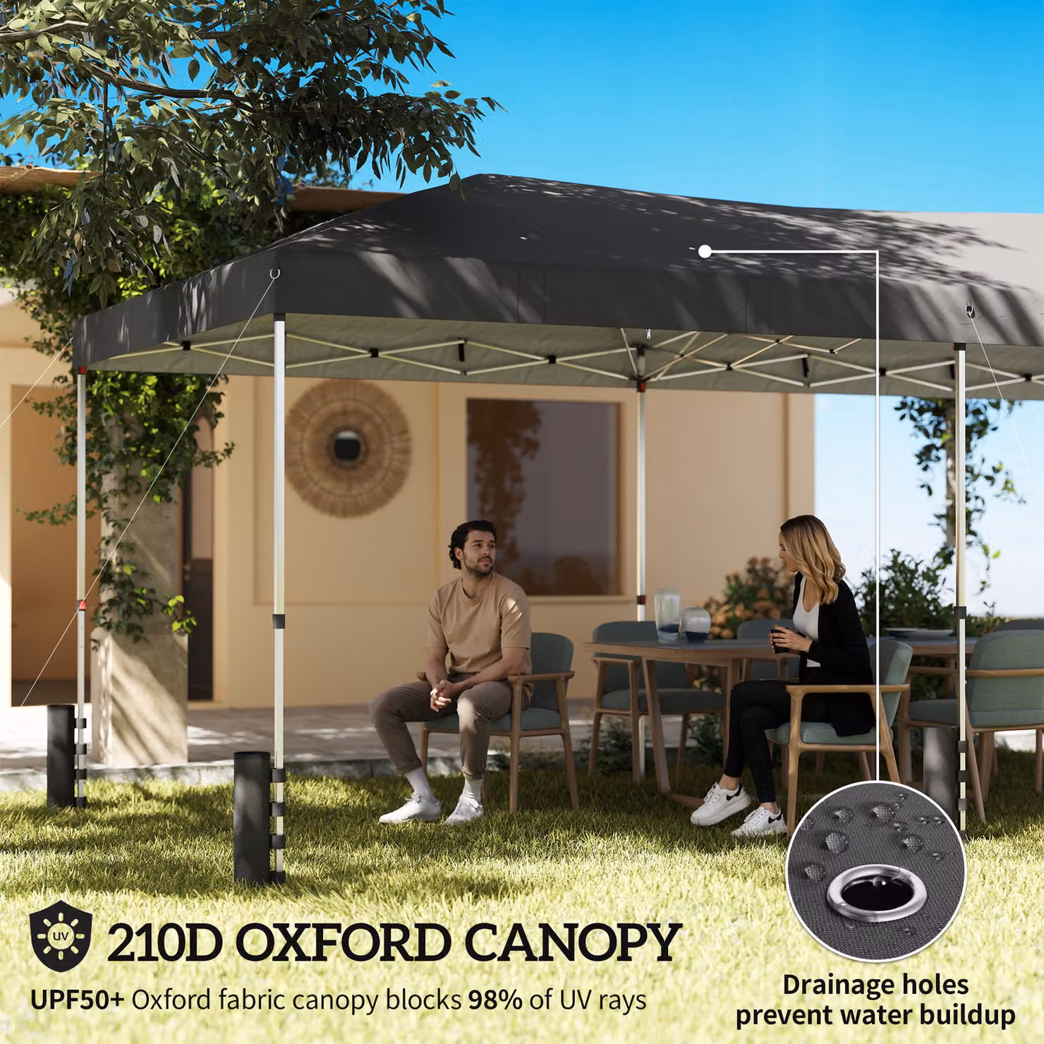 Outsunny Pop Up Garden Gazebo Canopy with 6 Sidewalls and UV50+ Protection, Dark Grey, W: 6 m, D: 3 m – 3