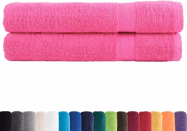 Berkfield Home SOLUND Premium Cotton Terry Towels, 2 Pack, Pink, W: 100 cm, L: 200 cm, 600 gsm – 1