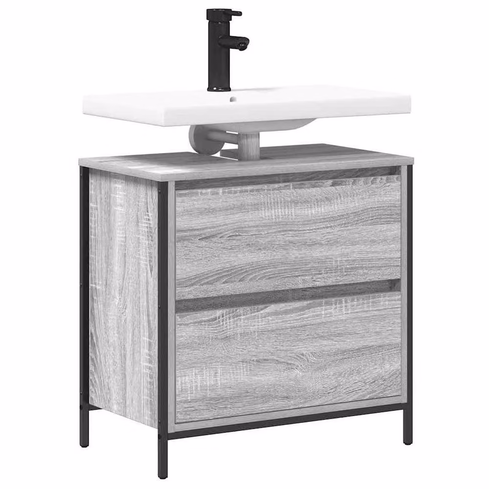 Berkfield Home Decorative Bathroom Basin Cabinet with Drawers, Grey Sonoma, W: 60 cm, D: 34.5 cm – 3