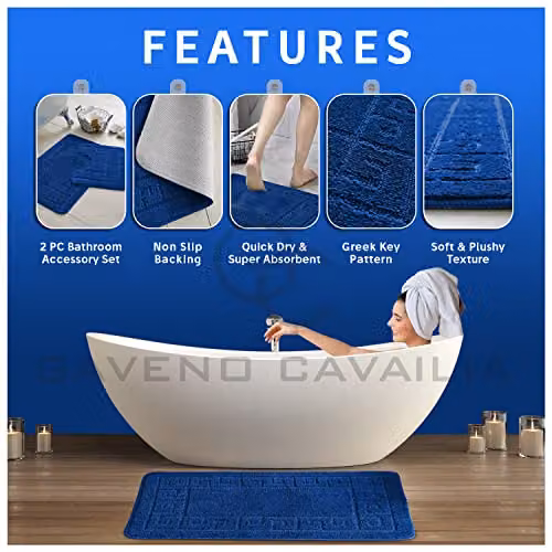 Gaveno Cavailia 2 Piece Greek Bath Set in Royal Blue, W/D/H: 75 x 50 x 2 cm – 3