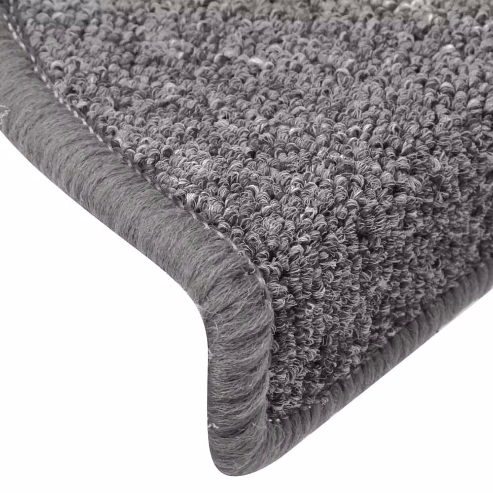 Berkfield Home Non-Slip Carpet Stair Treads, 15 Pieces, Dark Grey, W: 65 cm, D: 24 cm, H: 4 cm – 4