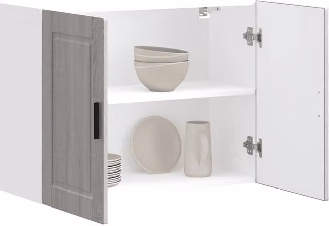 Berkfield Home Porto Grey Sonoma Wall Cabinet with Hinged Doors and Internal Shelves