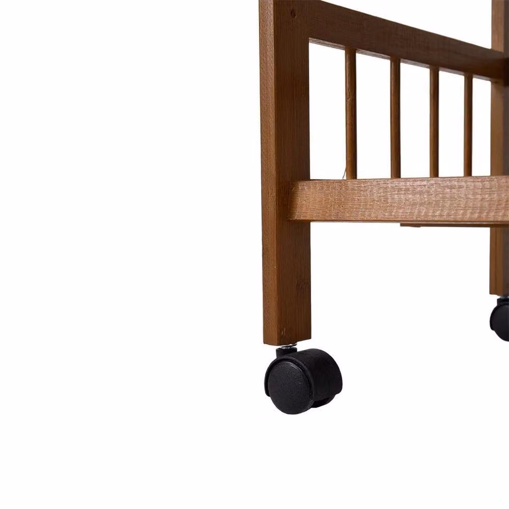 Kelvenix Rustic 3 Tier Bamboo Bathroom Trolley Cart in Brown, W: 100 cm, D: 60 cm – 3