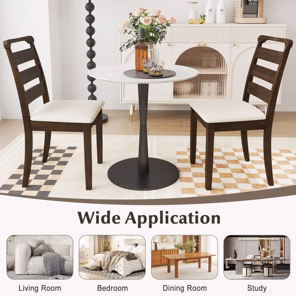 Costway Set of 2 Modern Upholstered Farmhouse Dining Chairs in Brown – 6