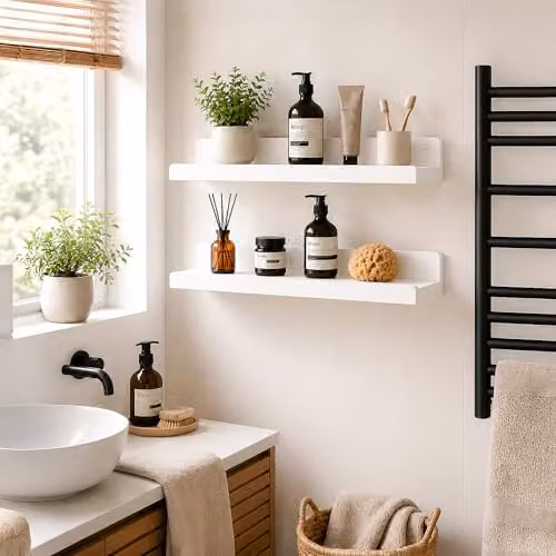 Innoteck Set of 2 U-Shaped Floating Wall Shelves, White, 60 cm – 2