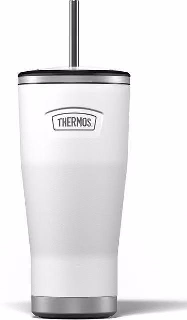 Thermos Icon Series Stainless Steel Travel Mug with Straw, White, 710ml – 1