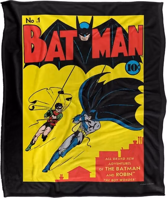 Batman Silky Touch Super Soft Fluffy Throw Blanket, White and Multicolour, W: 152 cm, D: 127 cm