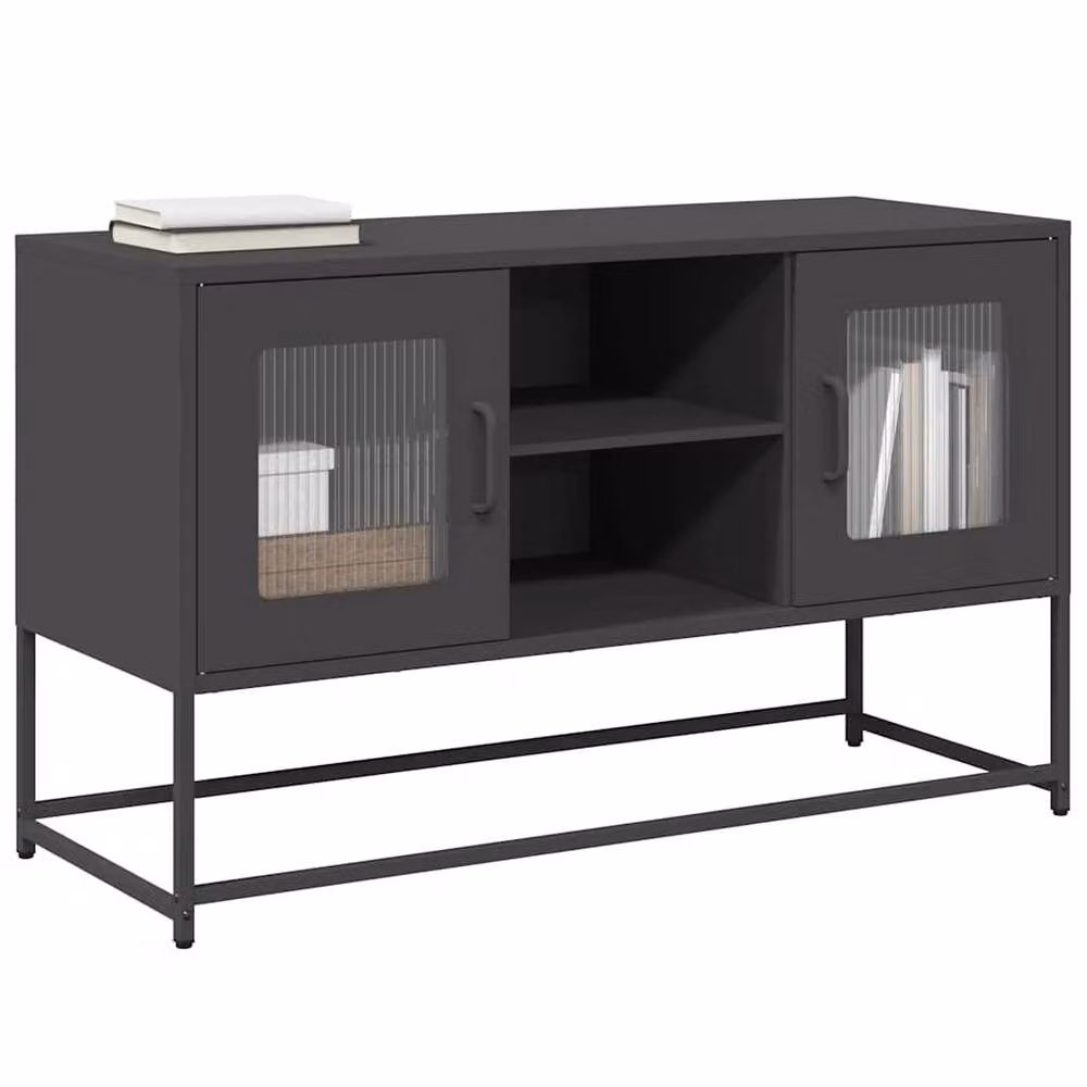 Berkfield Home Industrial Black Steel TV Cabinet W/D/H: 100.5 x 39 x 60.5 cm – 2