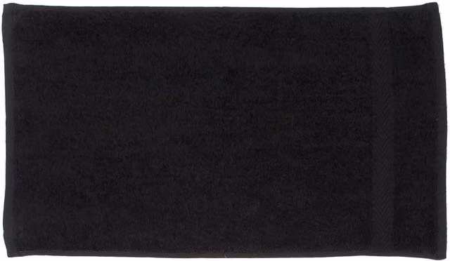 Towel City Luxury Black Cotton Guest Towel with Border and Hanging Loop – 1