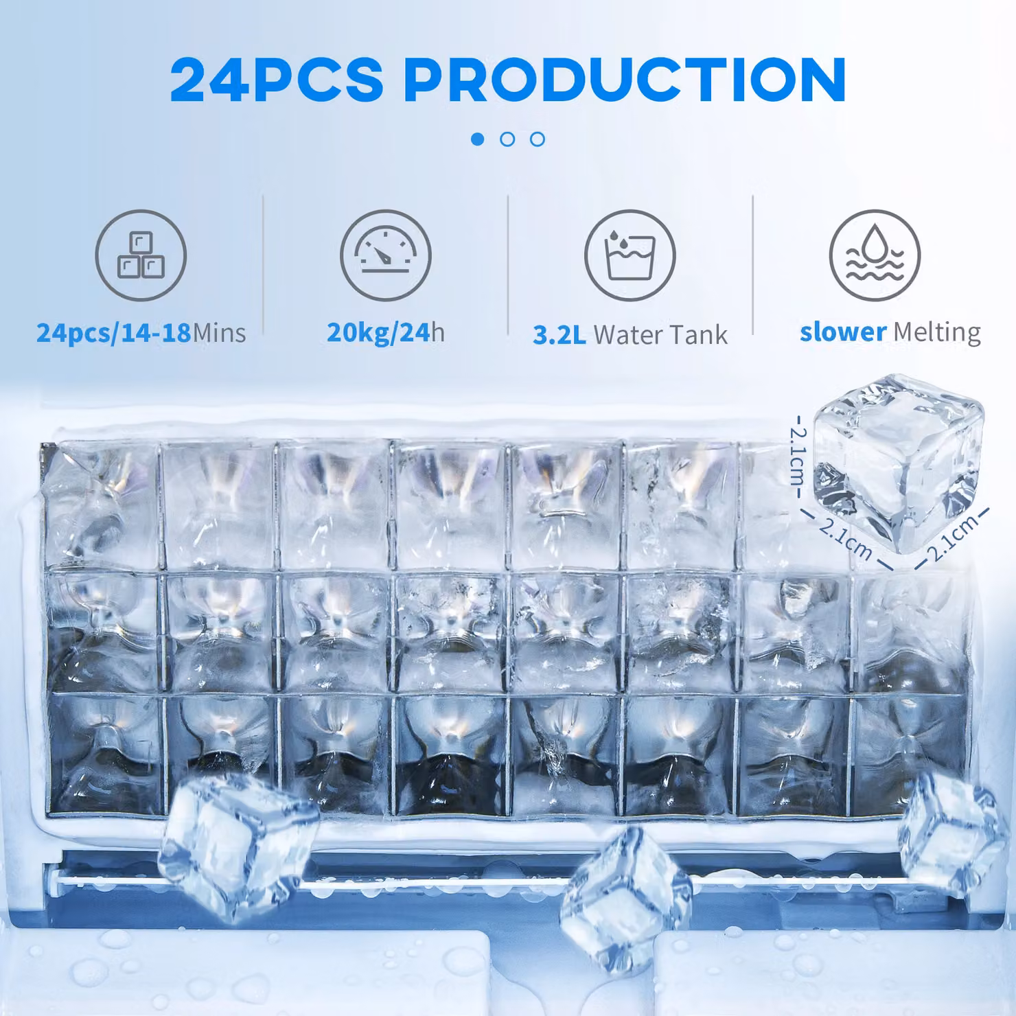 HOMCOM Silver Countertop Ice Maker Machine with 3.2L Capacity and Ice Scoop – 4