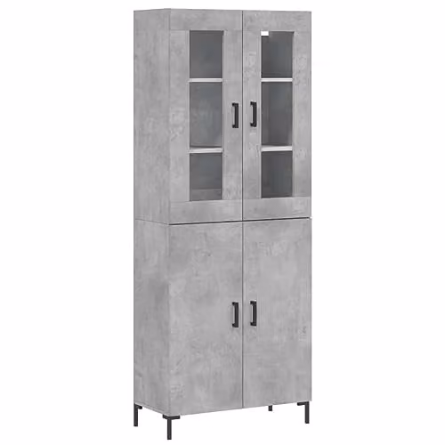 vidaXL Modern Highboard in Grey with Hinged Doors, W/D/H: 69.5 x 34 x 180 cm