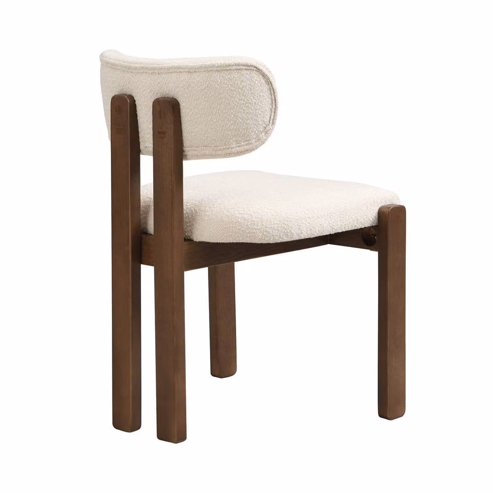 ModernLuxe Set of 4 Solid Wood Dining Chairs with Bouclé Upholstery in Walnut and Beige – 5