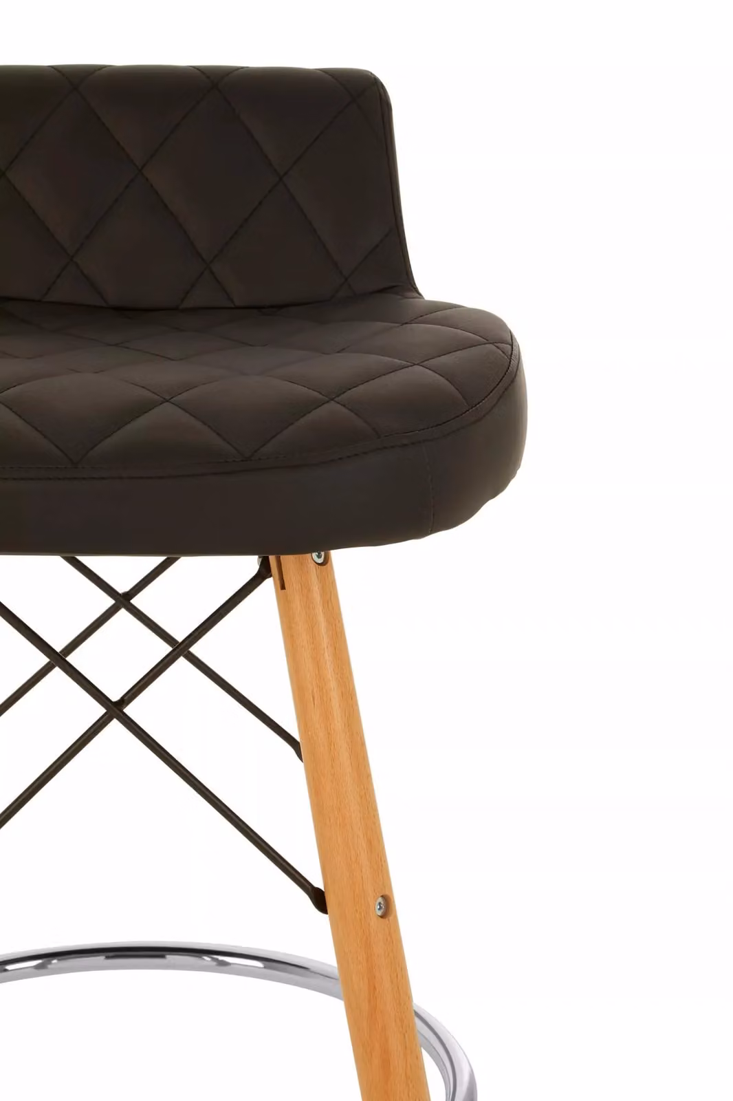 Orsina Modern Kitchen Bar Stool with Synthetic Leather Seat and Beech Wood Legs in Black or Brown, W: 48 cm, D: 41 cm, H: 85 cm – 3