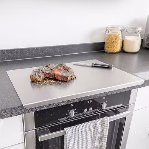 Argon Tableware Stainless Steel Counter Edge Chopping Board with Lip, Silver, W: 60 cm, D: 40 cm – 2
