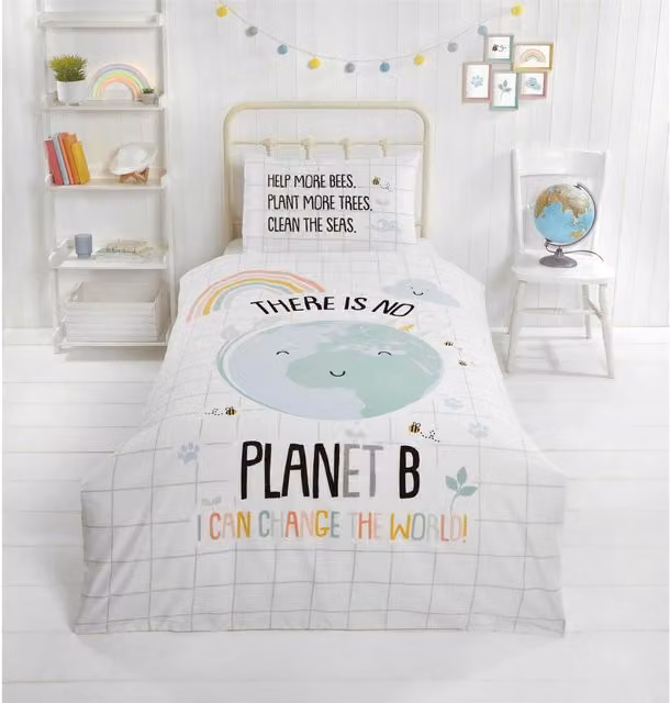 Rapport Childrens Graphic Nature Duvet Cover Set, Multicolour and Yellow, W/D/H: 140 x 200 cm