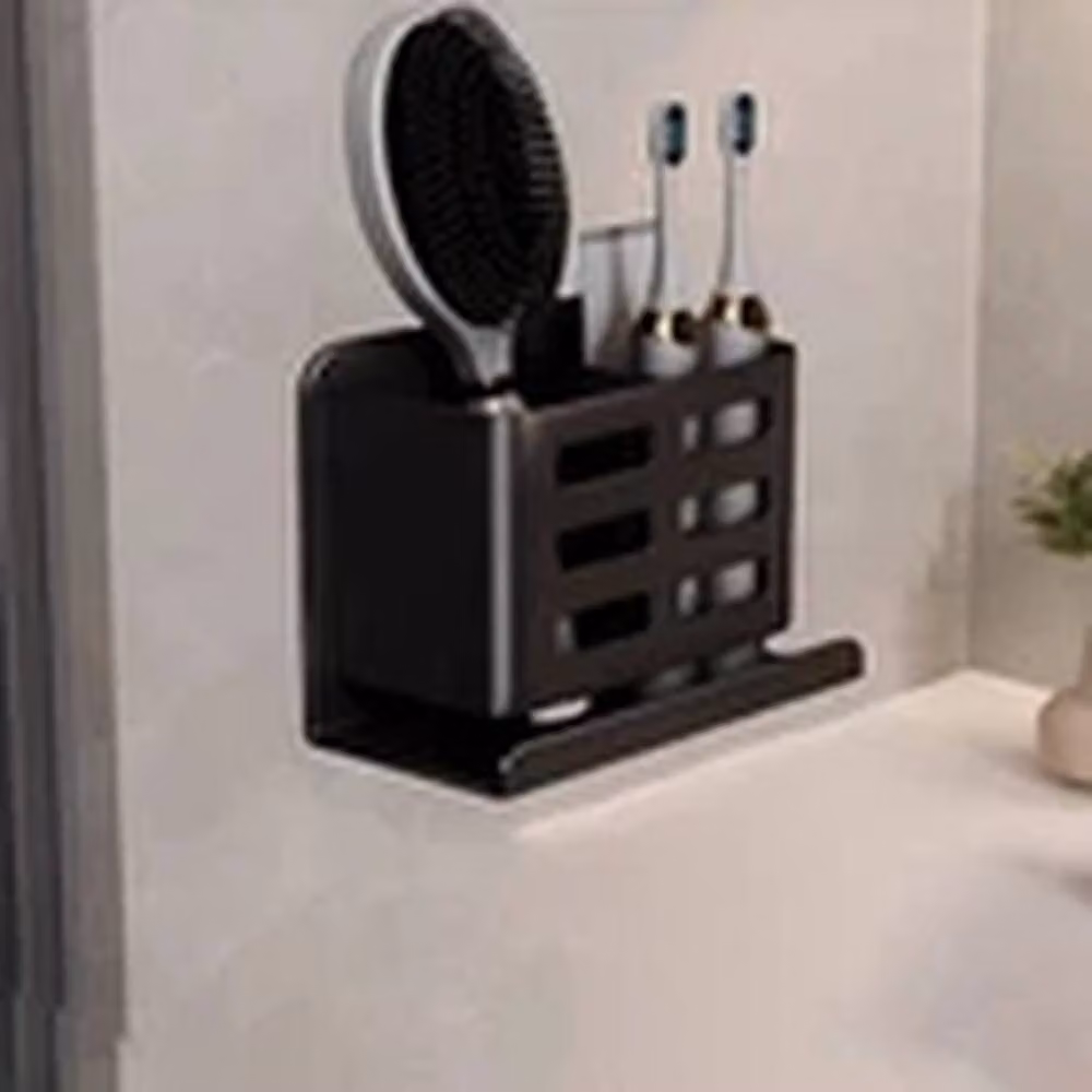 Havendro Black Aluminium Wall Mounted Toothbrush Holder with Self Adhesive Ventilated Drainage Rack – 2