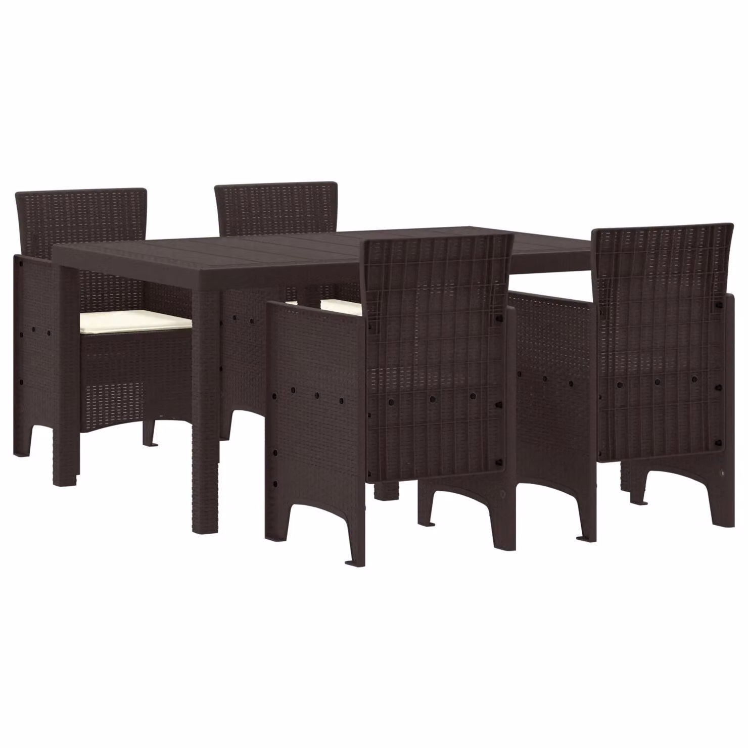 Berkfield Home 5 Piece Brown Poly Rattan Garden Dining Set with Cushions – 2