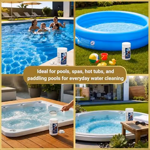 SHATCHI 5 kg Stabilised Chlorine Tablets, 250 x 20g Slow Release White Disinfection Dosing for Above Ground Pools – 7