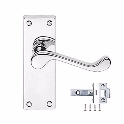 Golden Grace Victorian Scroll Latch Door in Polished Chrome