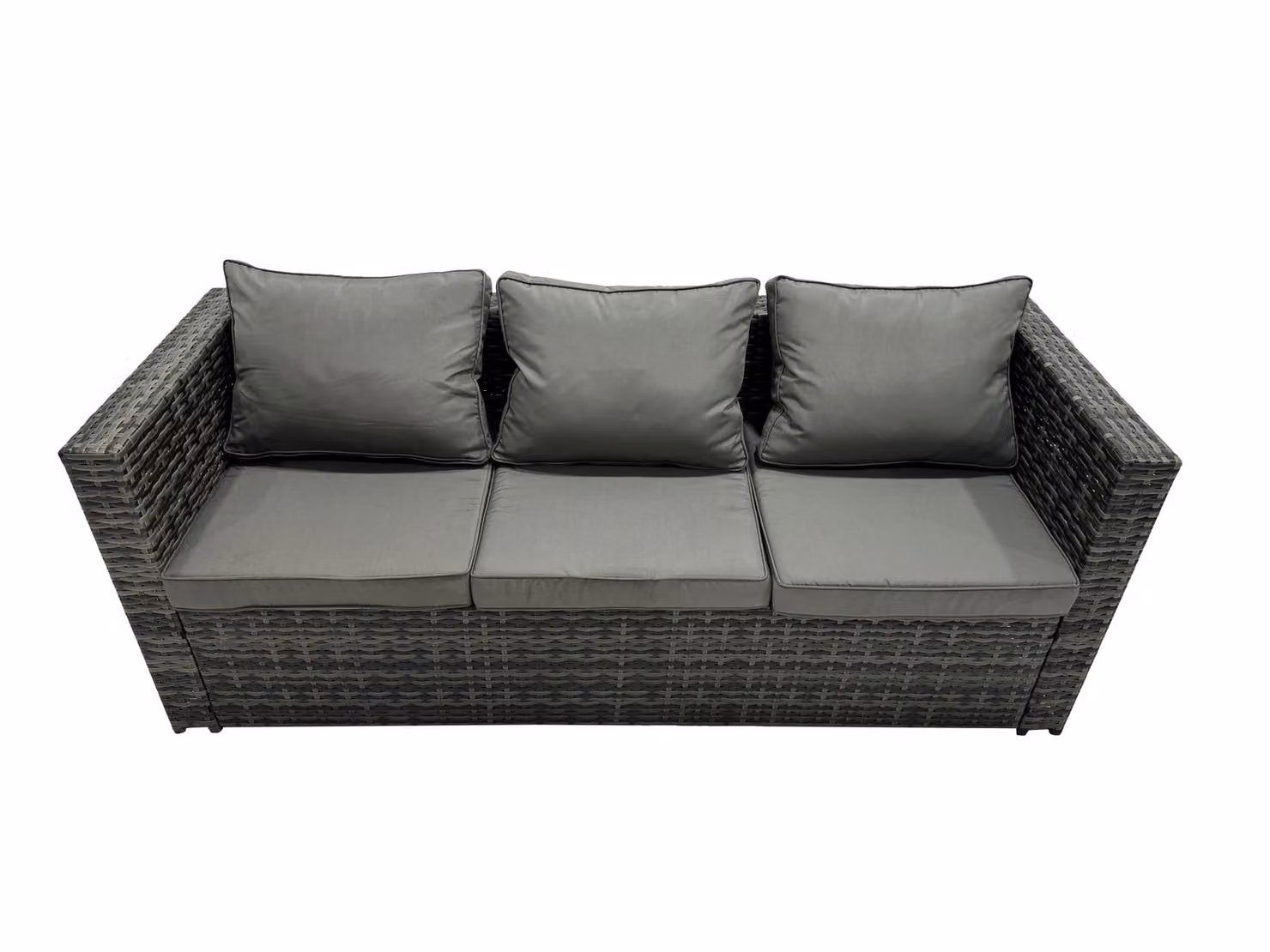 Fimous 4 Piece Modern Rattan Garden Furniture Corner Sofa Set in Dark Grey