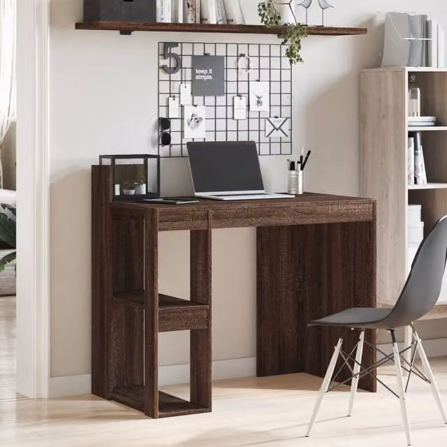 Berkfield Home Office Writing Desk in Brown Oak, W/D/H: 103.5 x 56.5 x 94 cm – 1
