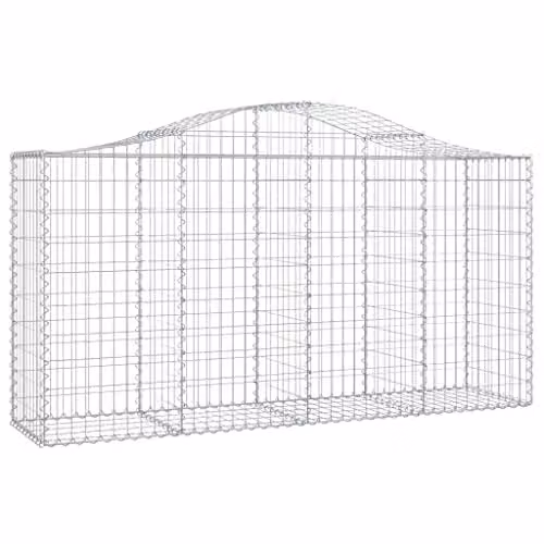vidaXL 6-Piece Arched Gabion Baskets Set, Silver Galvanised Steel Wire Mesh Stone Baskets for Outdoor Garden Retaining Walls and Planters, W: 200 cm, D: 50 cm, H: 100-120 cm – 1