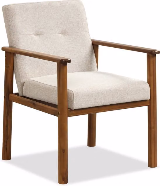 Costway Modern Accent Chair in Beige Linen Fabric with Solid Wood Frame and Armrests