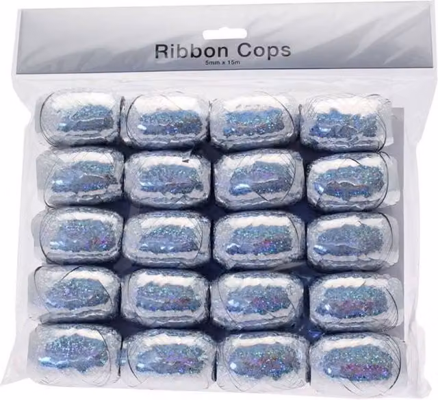 KDMD Holographic Silver Polyester Ribbon Bulk Pack