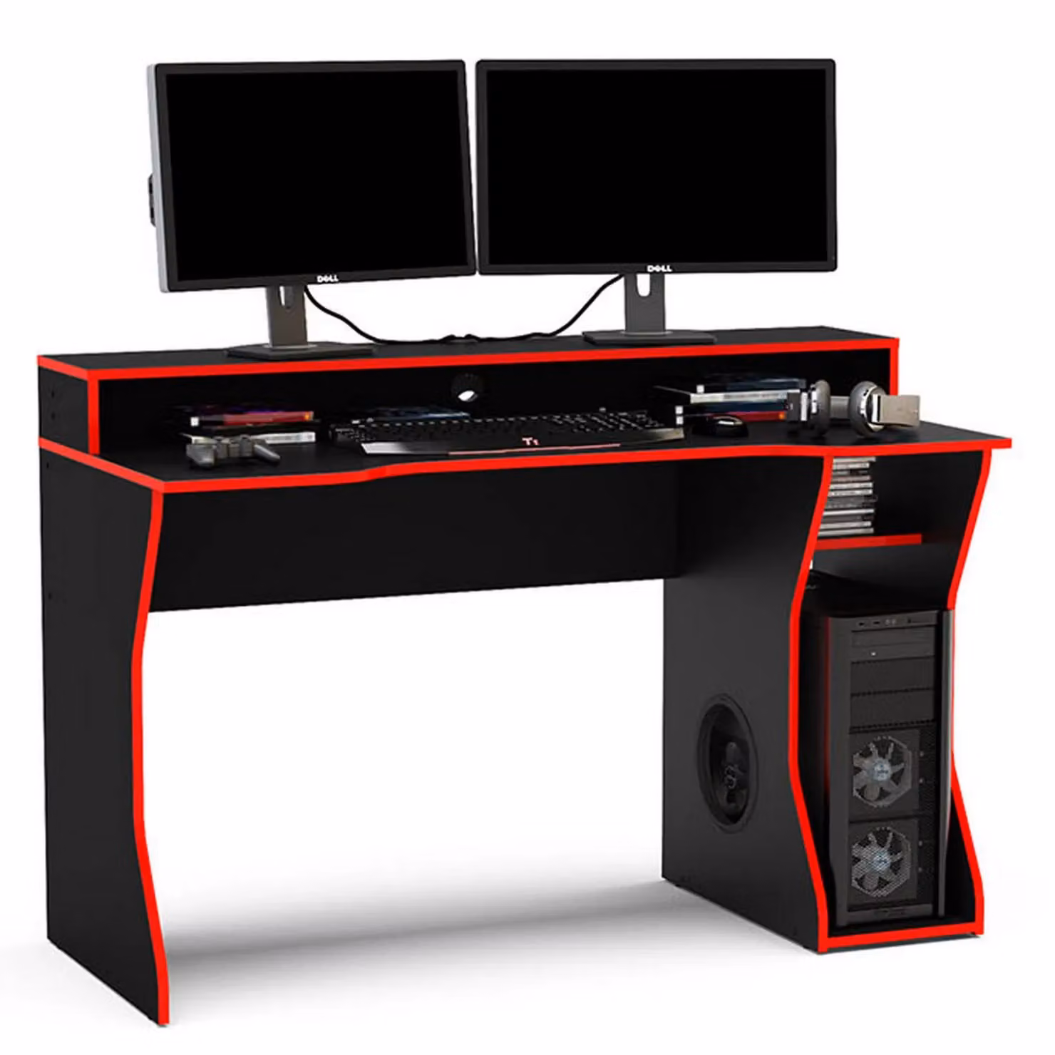 Birlea Enzo Gaming Computer Desk in Black and Red – 3
