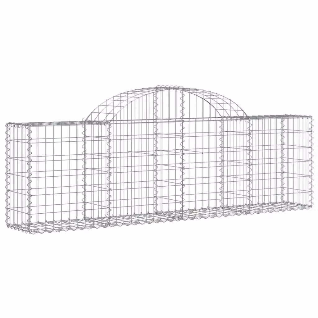 Berkfield Home Arched Gabion Basket in Silver Galvanised Steel, W: 200 cm, D: 30 cm, H: 60-80 cm – 2
