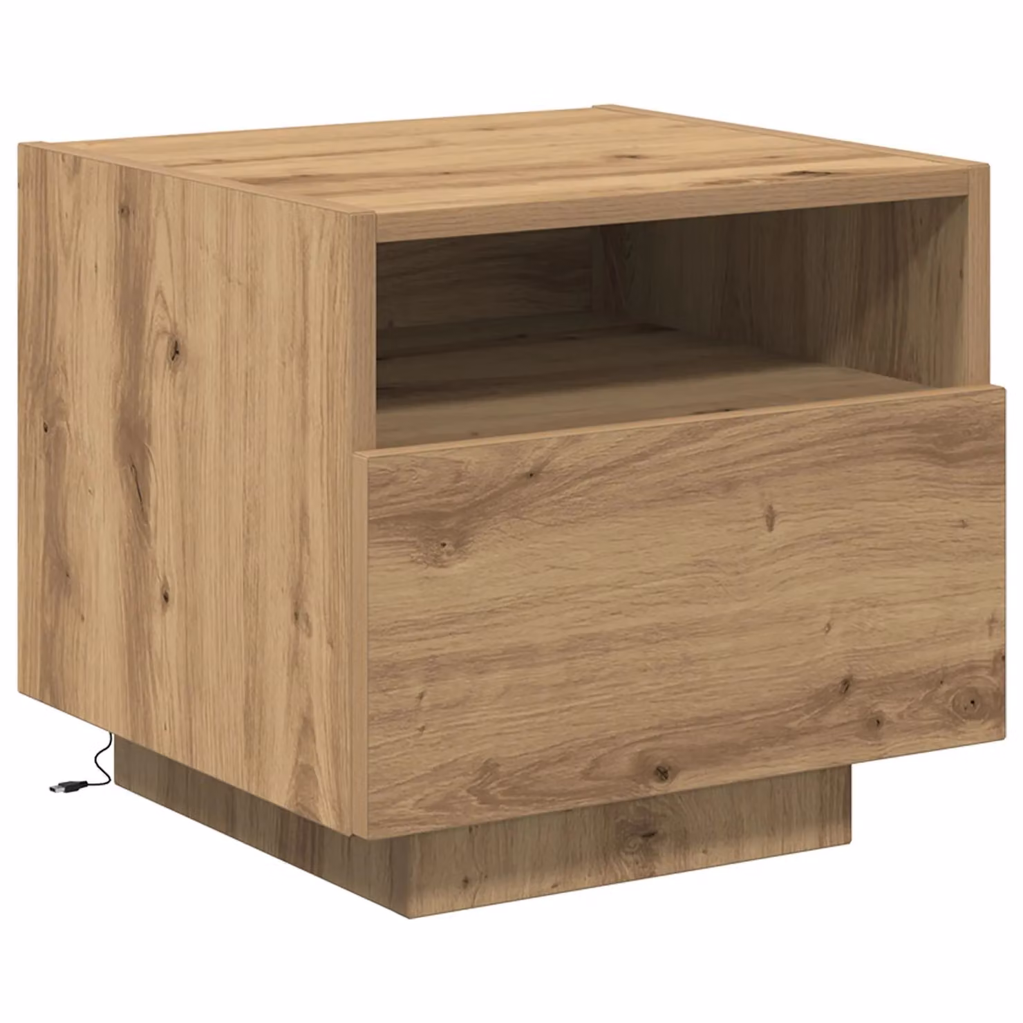 Berkfield Home Artisan Oak Bedside Cabinet with Integrated LED Lights, Brown, W: 40 cm, D: 39 cm, H: 37 cm – 2
