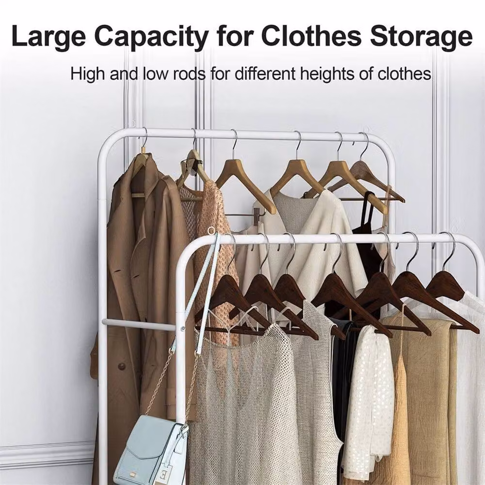 KORVIXA Heavy Duty Metal Clothes Rail in Matt White – 4