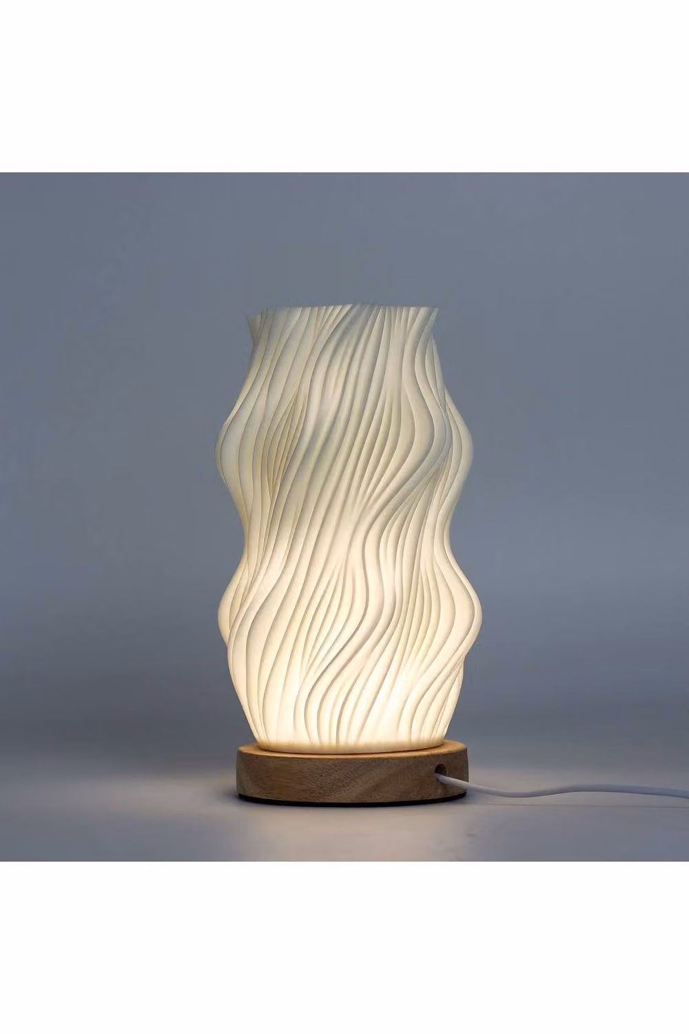 KDMD Star Twisted New Wave Tabletop Lamp with White Wooden Base and USB-C Charging – 2