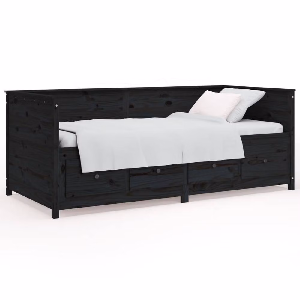 Berkfield Home Beautiful Day Bed in Black Solid Pine Wood – 3
