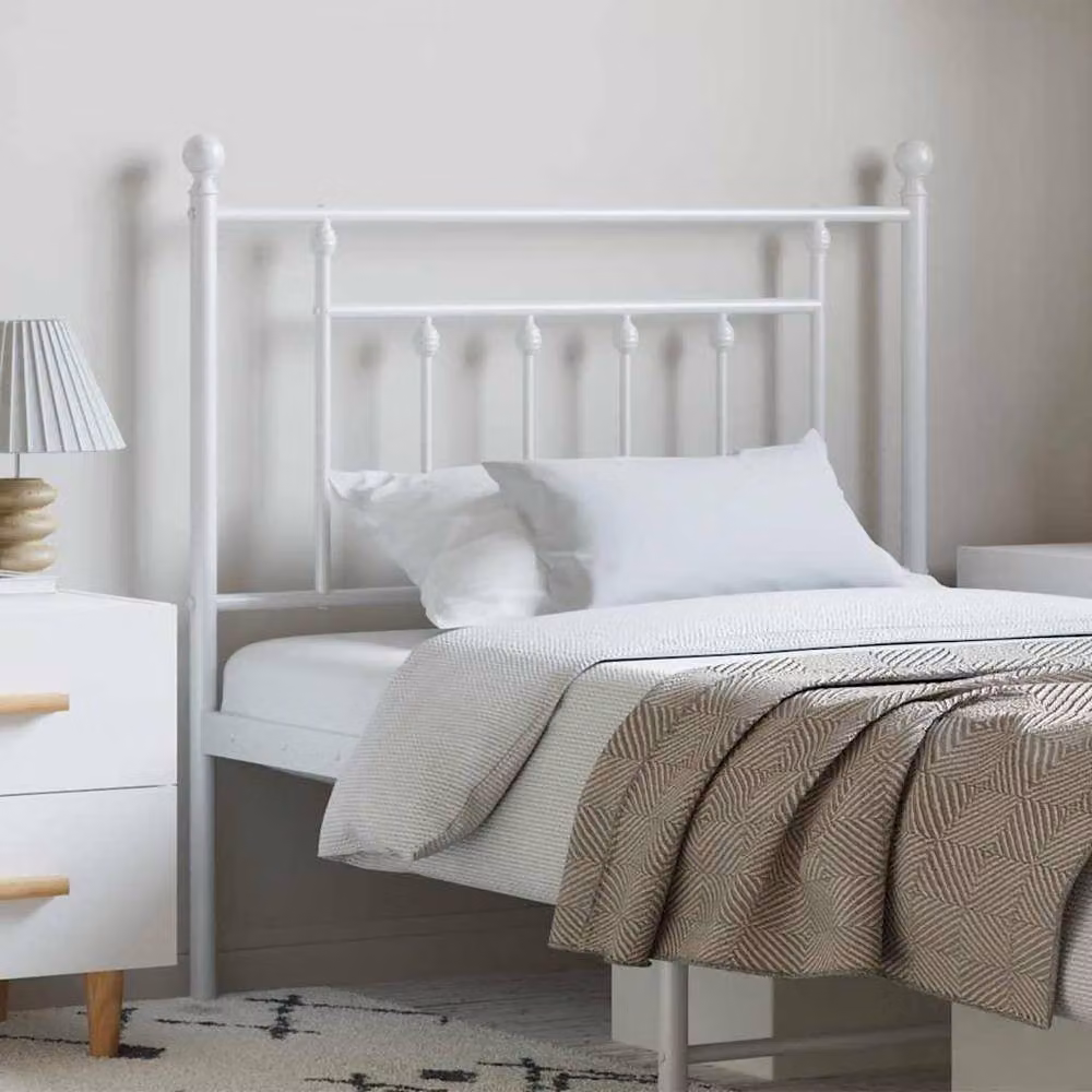 Berkfield Home Classic Metal Headboard, White, Width: 100 cm – 2