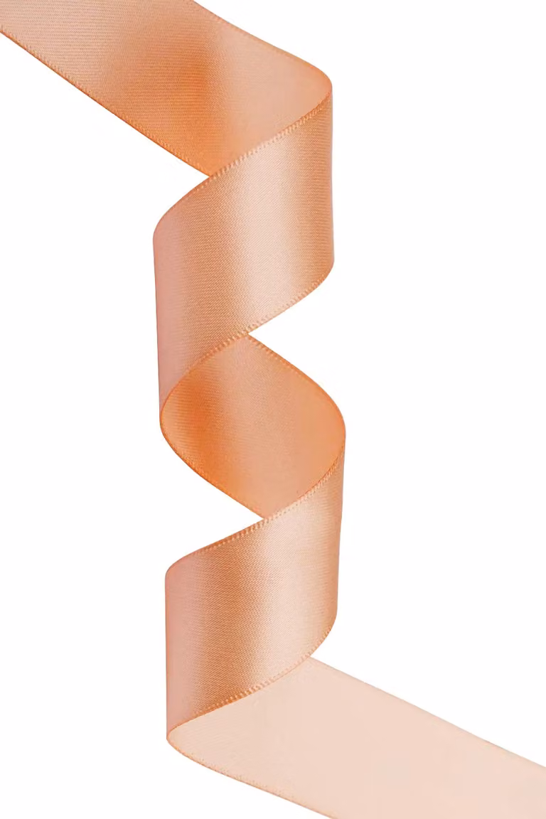 Neel Blue Double Sided Satin Polyester Ribbon Roll in Peach, Width: 50 mm, Length: 10 m