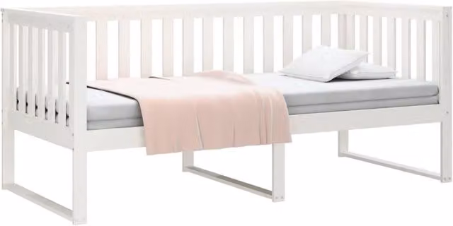 Berkfield Home Beautiful Day Bed in White Solid Pine Wood, W/D/H: 90 x 200 cm