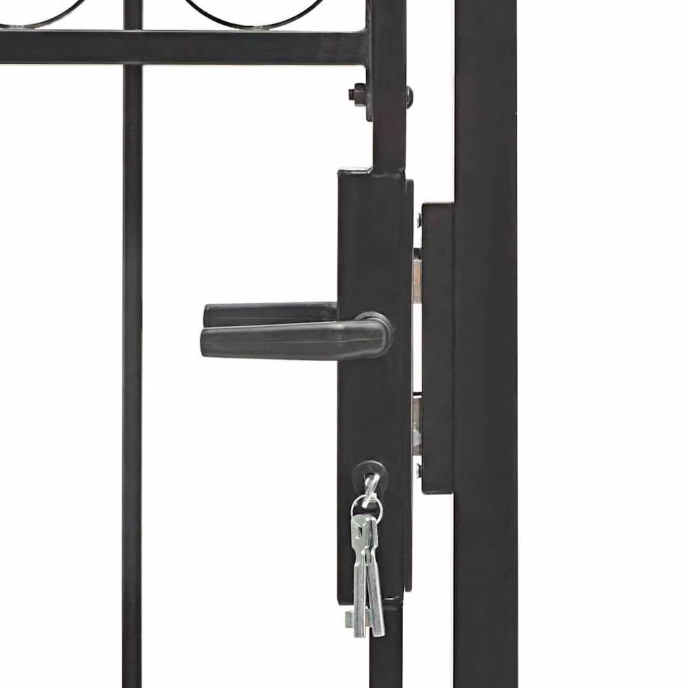 Berkfield Home Elegant Arched Top Steel Swing Gate, Black, W: 100 cm, H: 150 cm – 4