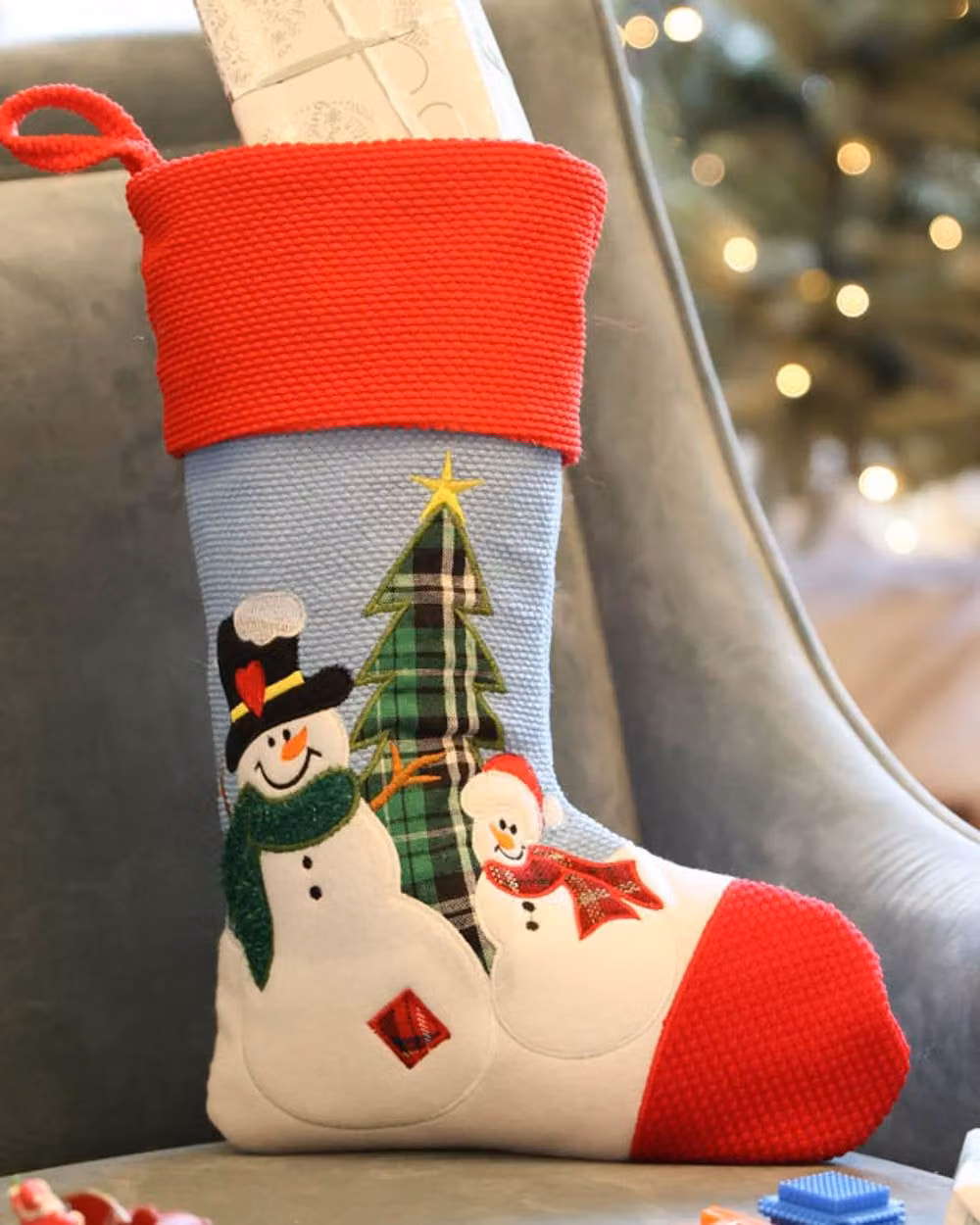 Dibor Luxury Patchy and Pete Snowmen Christmas Tree Gift Bag, Medium, Red and Multicolour – 3