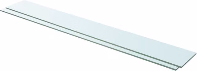Berkfield Home Set of 2 Clear Glass Wall Mounted Shelves, W: 110 cm, D: 15 cm