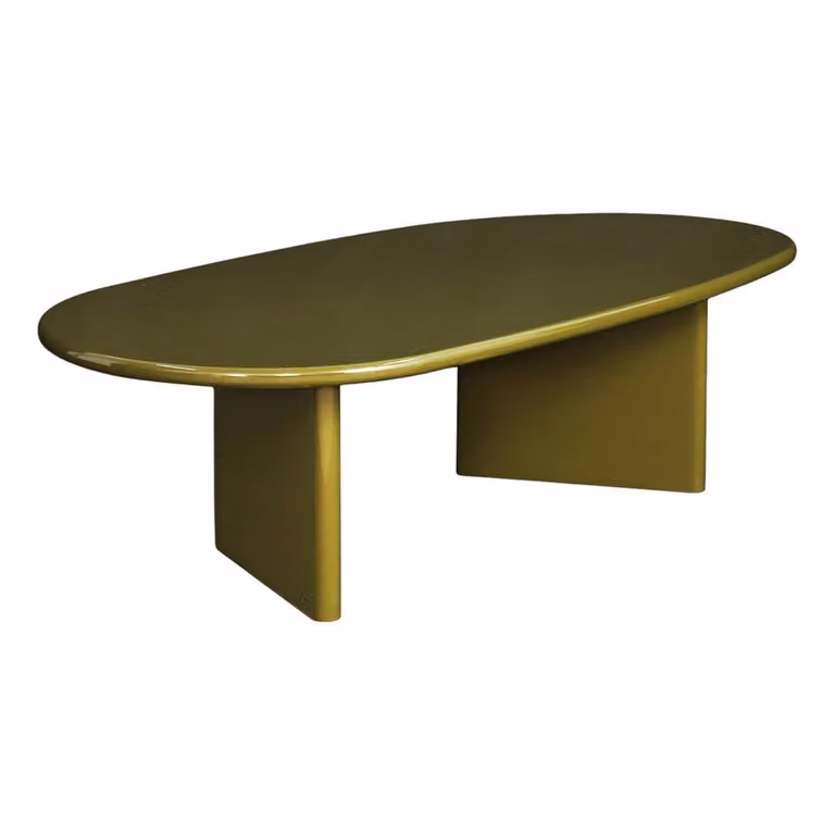 sweeek Oval Coffee Table with Glossy Finish in Beige, W/D/H: 60 x 60 x 34.5 cm