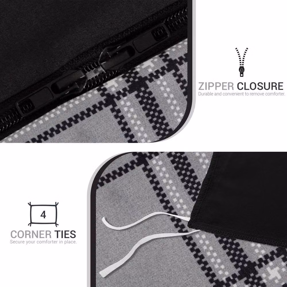Grace Reversible Brushed Microfibre Single Duvet Cover Set in Grey, W/D/H: 135 x 200 cm with 50 x 75 cm Pillowcase – 13