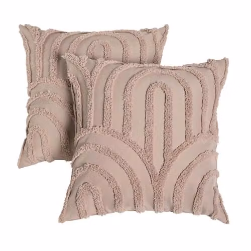 OHS Tufted Arches Decorative Square Cushion Covers, Set of 2, Beige and Brown, W/D/H: 45 x 45 x 45 cm – 1