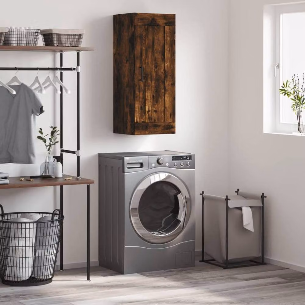 Berkfield Home Wall Mounted Cabinet in Smoked Oak Brown, W/D/H: 34.5 x 34 x 90 cm – 2