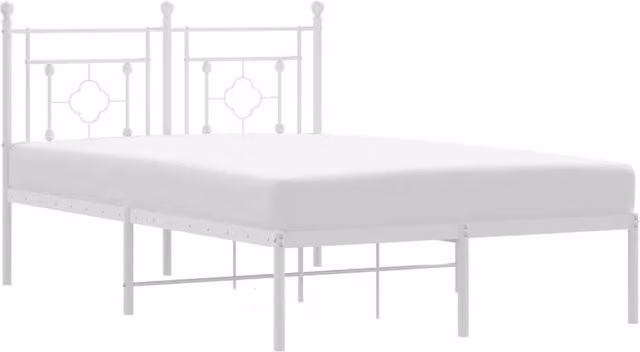 Berkfield Home Metal Bed Frame with Headboard, White, W/D/H: 120 x 200 cm