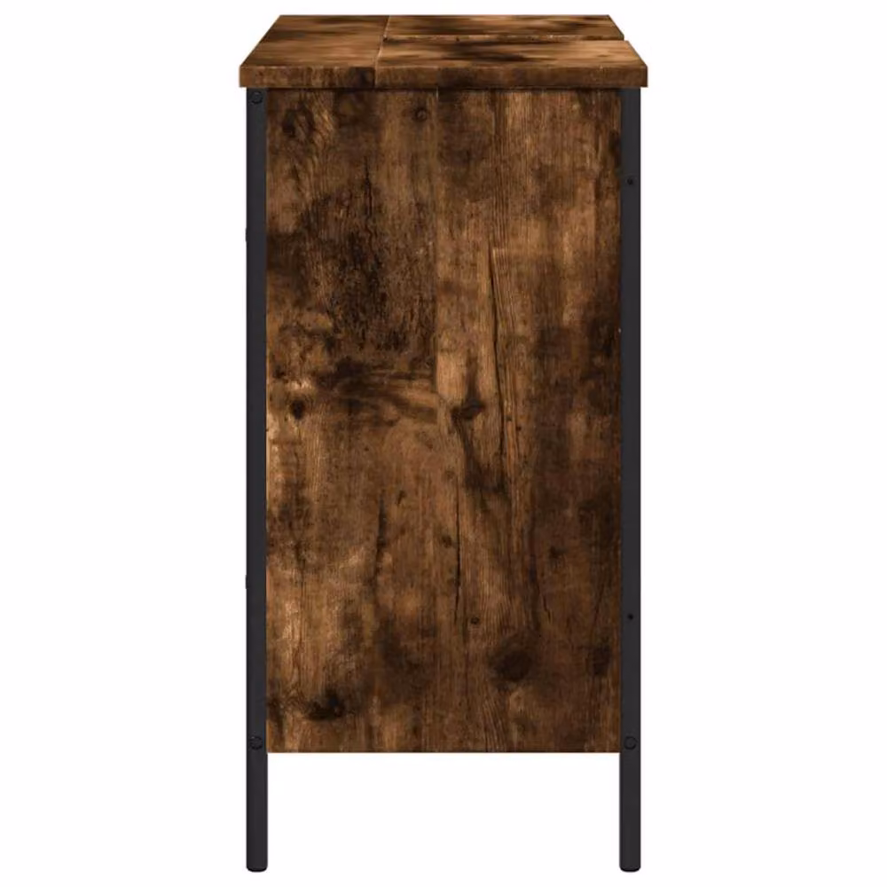 Berkfield Home Smoked Oak Wall Mounted Bathroom Sink Cabinet, Brown, W: 80 cm, D: 30 cm, H: 60 cm – 5