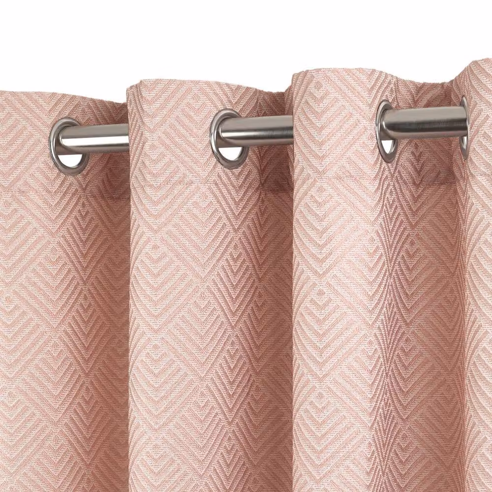 New Edge Blinds Amaranth Geometric Eyelet Curtains in Blush Pink, Width: 228 cm, Drop: 228 cm – 2
